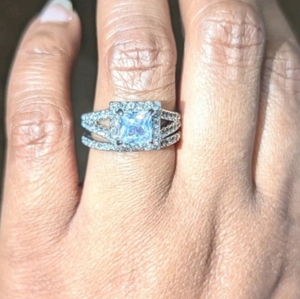 Womens 4 Ct Intricate Detailed Lab Created Diamond Engagement Ring Set Sz7